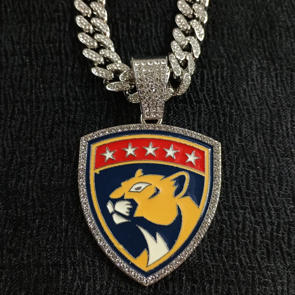 Florida Panthers 20 Inch Necklace Pendant Cuban Chain Link NHL Hockey Jewelry